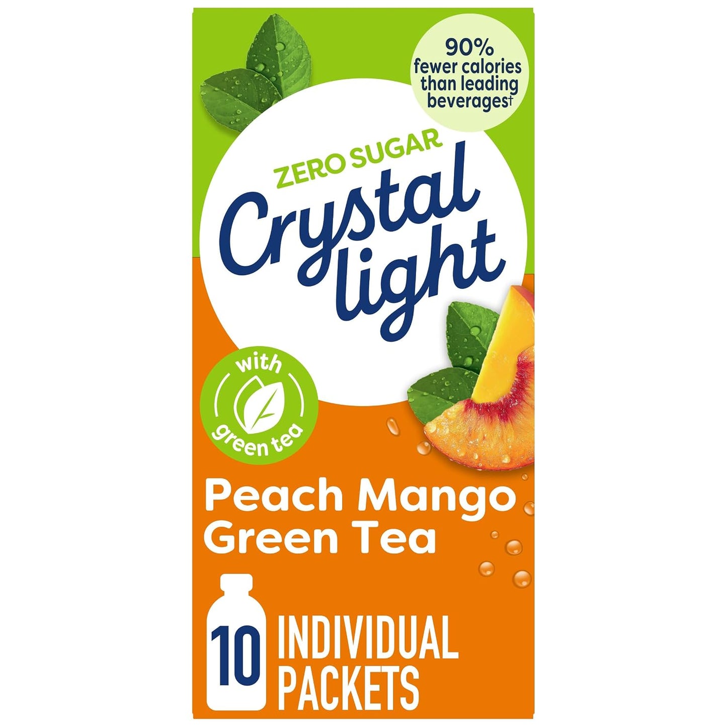 Crystal Light Sugar-Free Powdered Drink Mix (Green Tea, 0.8 oz) | for Convenient On-the-Go Flavorful Hydration Zero Sugar Gluten Free, Made With Green Tea