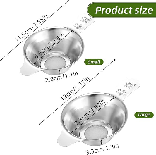 2Pcs Small Fine Mesh Tea Strainers, Stainless Steel Loose Tea Infusers Strainers 7.5/6.5 CM Inner Diameter Teas Filter for Loose Teas Silver