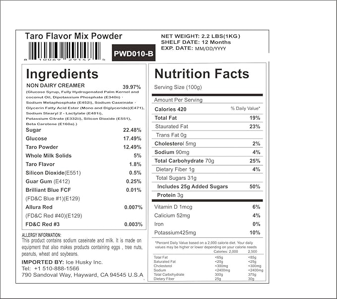 Fanale Premium Taro Bubble Tea Flavoring Powder | Perfect for Baking, Smoothies, Desserts and Drinks | Instant Flavoring Powder for Boba Milk Tea- 2.2 Pounds (Pack of 1)