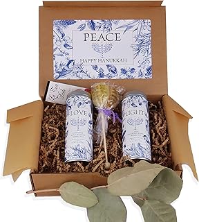 Hanukkah Tea Gift Set, Two Tins of Fancy Tea in Festive Love & Light Packaging, Hanukkah Gifts for Women and Men, Chanuka Holiday Tea Sampler