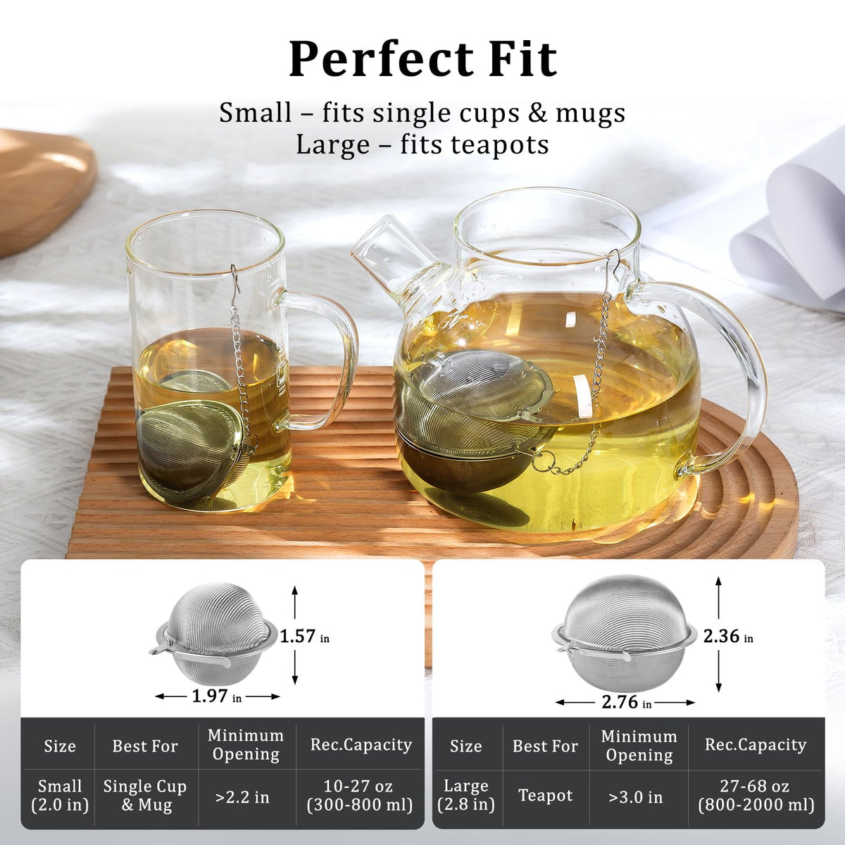 Blyenea 304 Stainless Steel Tea Ball Tea Holder Tea Infuser (Large x 2)