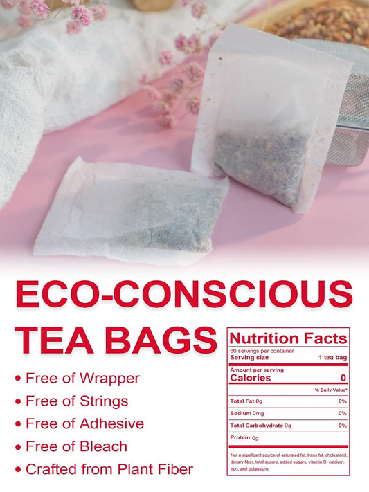 TeeLux Rosehip &amp; Hibiscus Tea Bags, Tart &amp; Fruity Taste, 60 Count | Rosehip &amp; Hibiscus Blend Herbal Tea, Caffeine Free, Sugar Free, Enjoy Hot or Iced