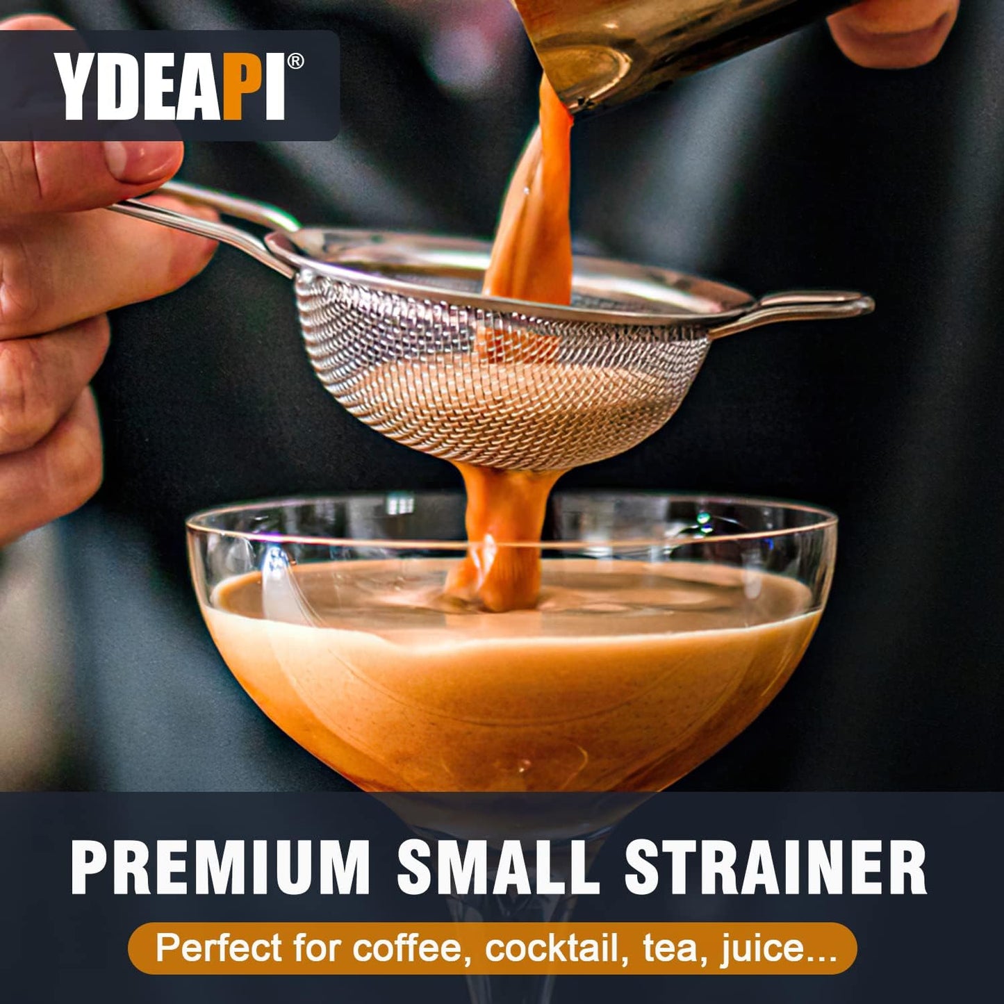 Ydeapi Fine Mesh Strainer, Stainless Steel Strainers with Sturdy Handle, Set of 3 Metal Sieve for Kitchen Food, Rice, Quinoa, Tea - 7", 4.6", 2.7"