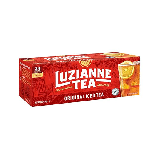Luzianne Iced Tea Bags, Family Size, Unsweetened, 24 Count Box, Specially Blended for Iced Tea, Clear & Refreshing Home Brewed Southern Iced Tea