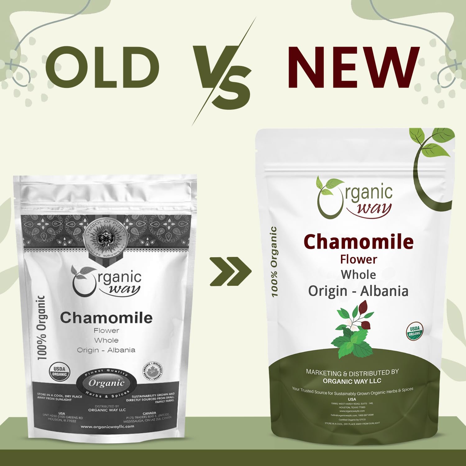 Organic Way Chamomile Flower Whole (Matricaria chamomilla) - Herbal Tea | European Wild-Harvest | Kosher & USDA Certified | Vegan, Non-GMO & Gluten Free | 100% Raw from Albania (2Oz)