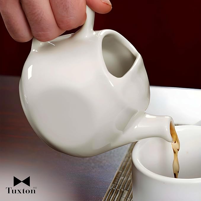 Tuxton China BET-1001 Teapot, 10 oz., 3-3/8"H, Without Lid, Microwave and Dishwasher Safe, Oven Proof, Fully Vitrified, Ceramic, TuxCare, Healthcare