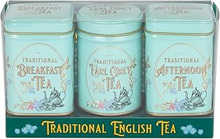 Vintage Victorian 3x Mini Tea Tin Gift Pack with Assorted Loose Leaf English Tea