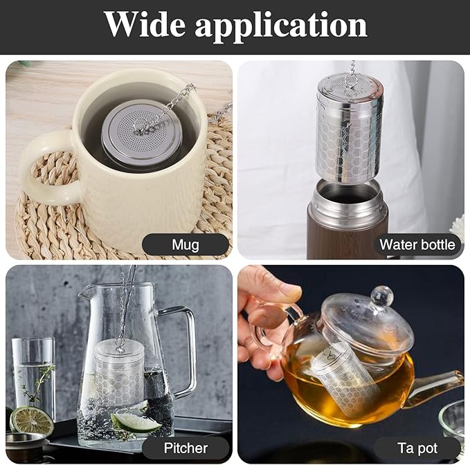 2 Pack Large Tea Strainers for Loose Tea, Tea Infusers for loose Tea Fine Mesh Stainless Tea Strainer Loose Leaf Tea Steeper for Black Tea