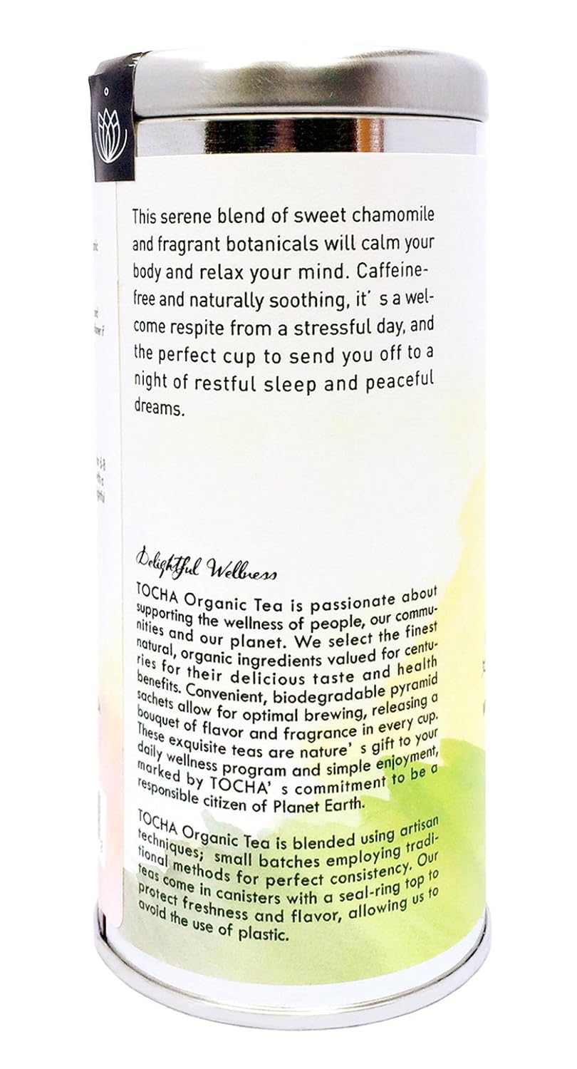 Tocha Organic Serenity Lullaby Chamomile Tea – Caffeine-Free Sleep & Relaxation Blend | 15 Biodegradable Pyramid Bags | Chamomile, Rose, Osmanthus & Mint for Restful Sleep, Support Digestive Health