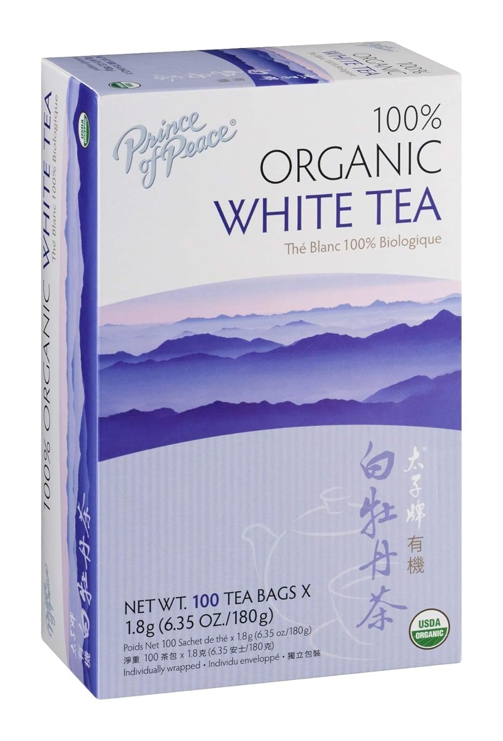Prince of Peace Organic Premium White Tea 100 tea bags (Pack of 3)
