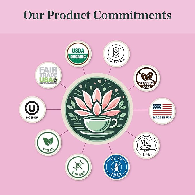Jade Tea Organic Herbal Blend – Red Raspberry Leaf, Lady's Mantle, Red Clover, Chamomile & Damiana – Fair Trade, Made in USA