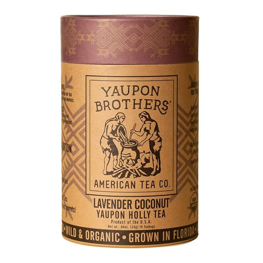 Lavender Coconut Yaupon Tea – Yaupon Brothers – Wild-Crafted, Naturally Caffeinated – Antioxidant-Rich – Florida Grown Superfood – 16 Natural Fiber Tea Bags