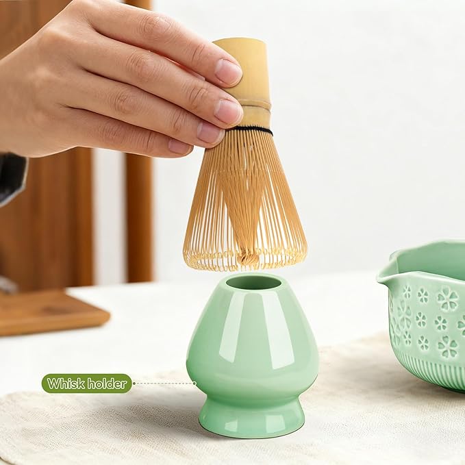 Matcha Whisk Set, 7 Pcs Matcha Making Kit with Matcha Bowl, Matcha Whisk and Holder, Bamboo Scoop, Scoop Rest