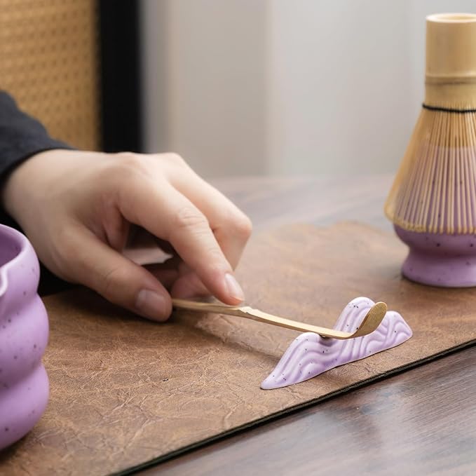 7Pcs Japanese Matcha Tea Set, Matcha Kit with Matcha Bowl (with Pouring Spout), Matcha Whisk, Whisk Holder, Strainer