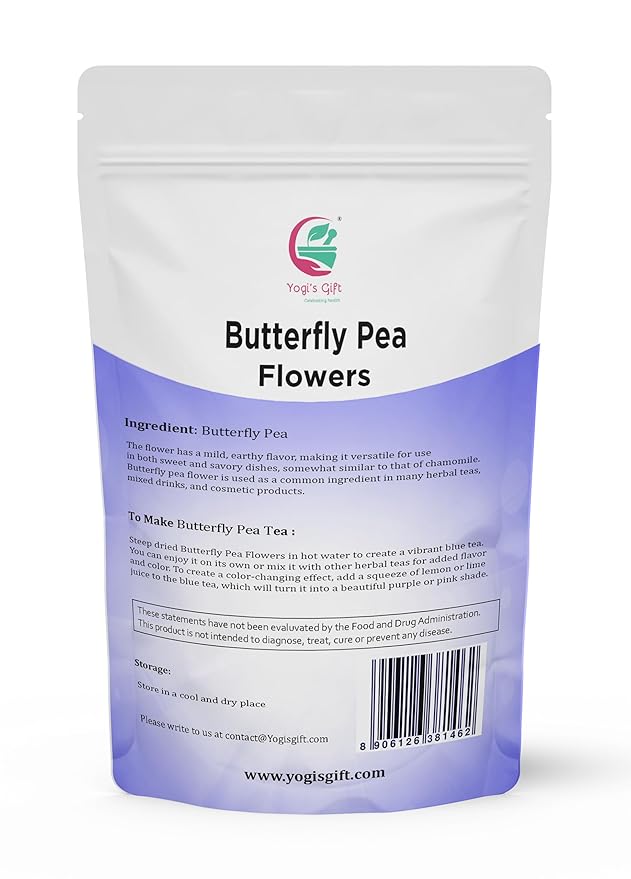 Butterfly Pea Flower Dried 1 LB (1000+ Cups), Blue Butterfly Pea Flower Tea, Beautiful Blue Or Purple Food Coloring, Premium Quality, By Yogi's Gift®