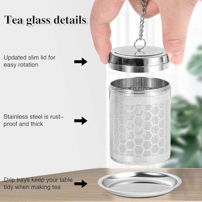 2 Pack Large Tea Strainers for Loose Tea, Tea Infusers for loose Tea Fine Mesh Stainless Tea Strainer Loose Leaf Tea Steeper for Black Tea
