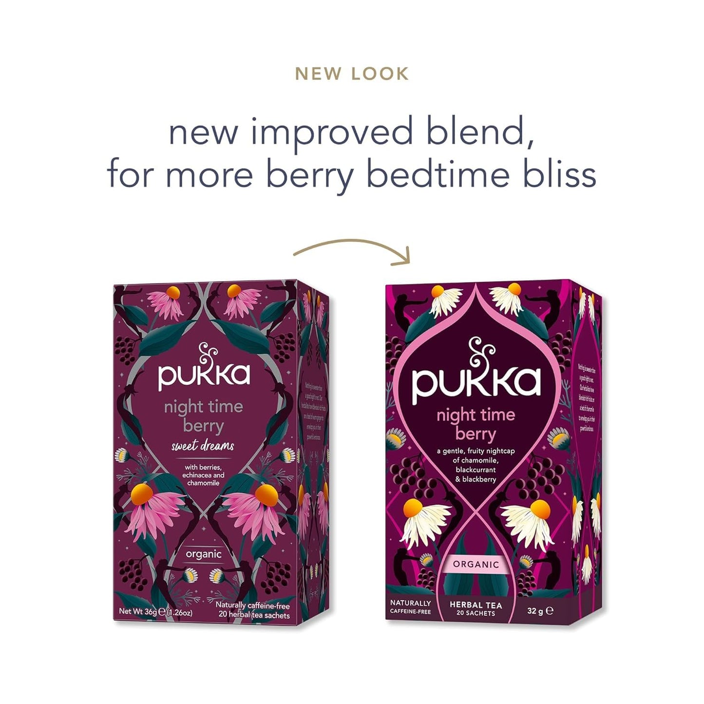 Pukka Night Time Berry Organic Herbal Tea, 80 Bags (20ct - Pack of 4) | Herbal Tea, Soothing Infusion With Chamomile, Lavender &amp; Elderberry for Bedtime Relaxation, Caffeine Free