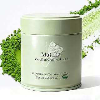 MatchAdmire Matcha Premium First Harvest USDA Certified Organic Green Tea Matcha Powder, Rich Flavor, 100% Vegan with No Fillers, Radiation-Free (50g Culinary Grade Matcha)