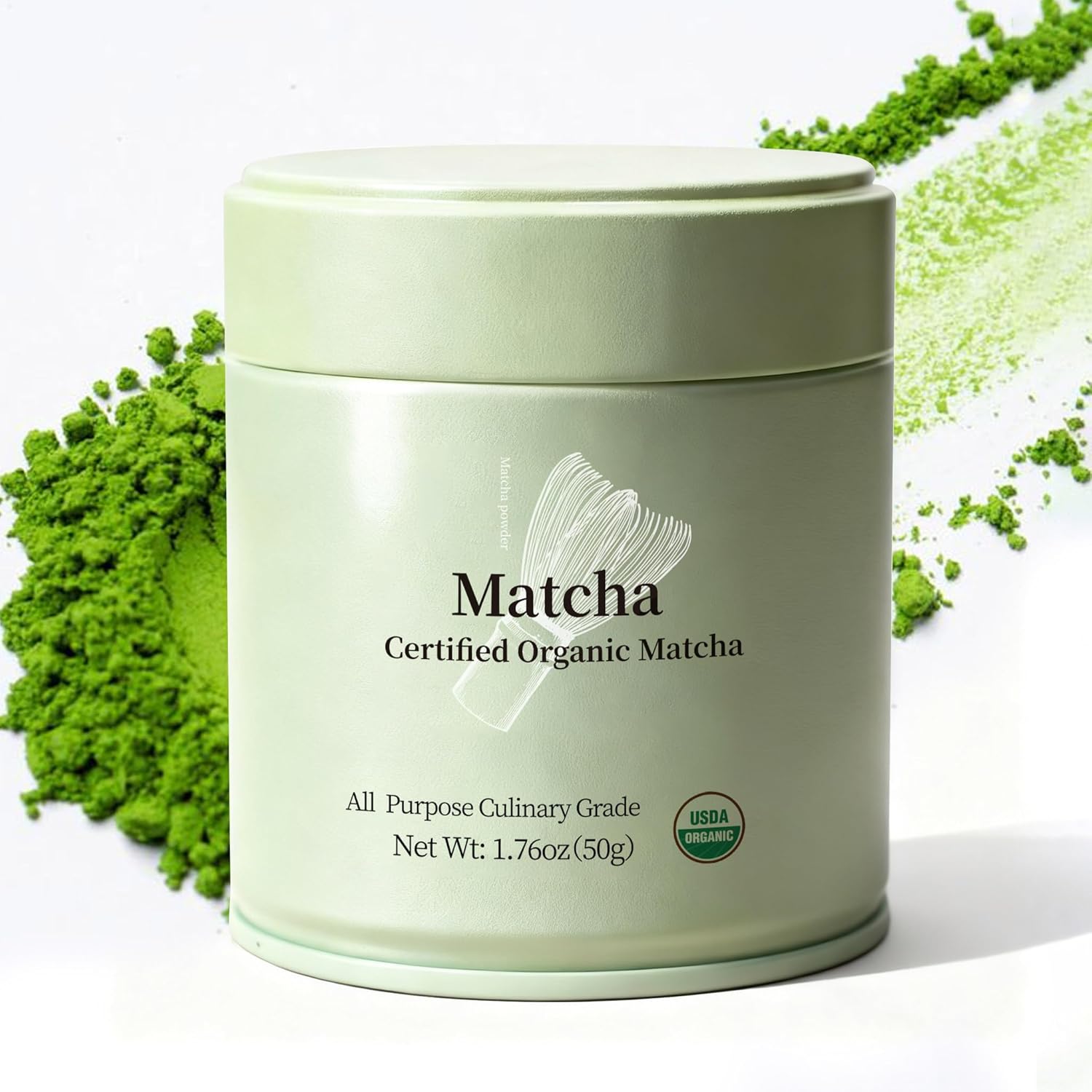 MatchAdmire Matcha Premium First Harvest USDA Certified Organic Green Tea Matcha Powder, Rich Flavor, 100% Vegan with No Fillers, Radiation-Free (50g Culinary Grade Matcha)