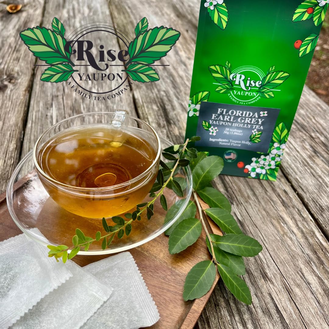 Florida Earl Grey Yaupon Holly Tea; 20 Teabags, 1.06oz, Naturally Caffeinated, Florida-grown Yaupon Holly with Bergamot