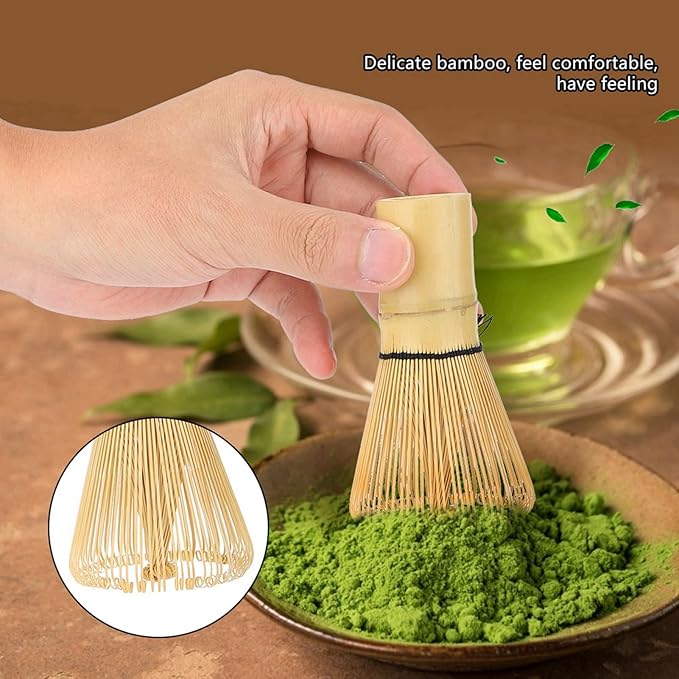 Tea Whisk, 2.5x10.5cm/0.98x4.13in Long Handle Matcha Stirrer Wisk Mixer Brush Handcrafted Traditional Japanese Chasen Tool for Matcha Tea Preparation