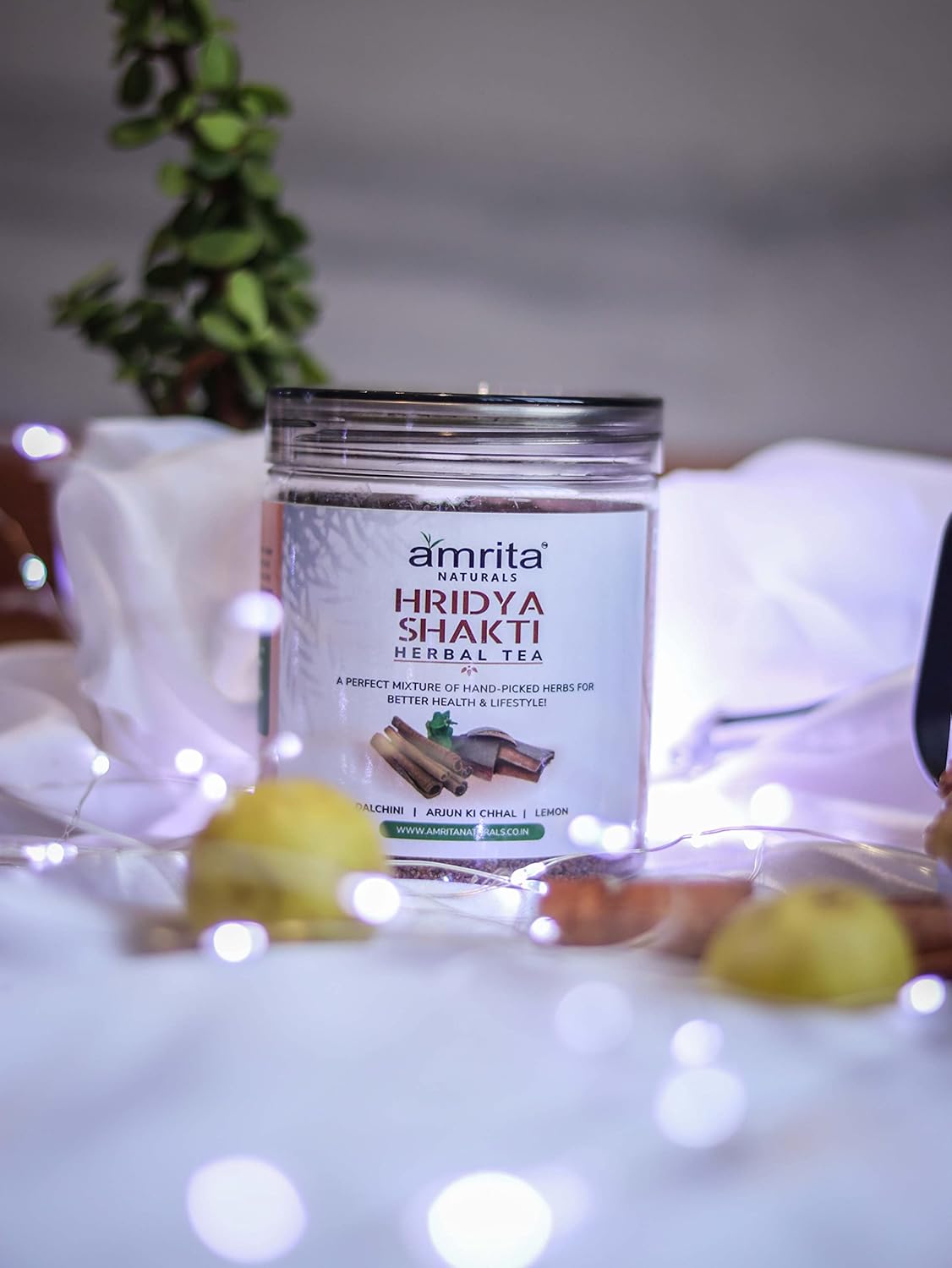 Amrita Naturals Hridya Shakti Herbal Tea Arjun Bark Instant Blend 250g x 2 Pack Caffeine Free Vegan Gluten Free No Artificial Additives Natural Plant Based Herbal Tea Powder