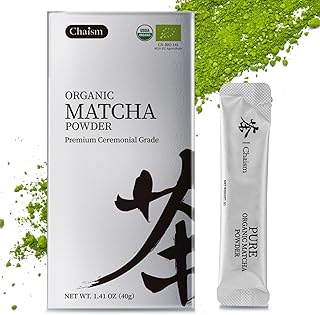 Chaism Ceremonial Grade Matcha Green Tea Powder - Single Serve Packets, Premium First Harvest USDA Organic Gluten-Free Vegan, 100% Pure (20-Packets)