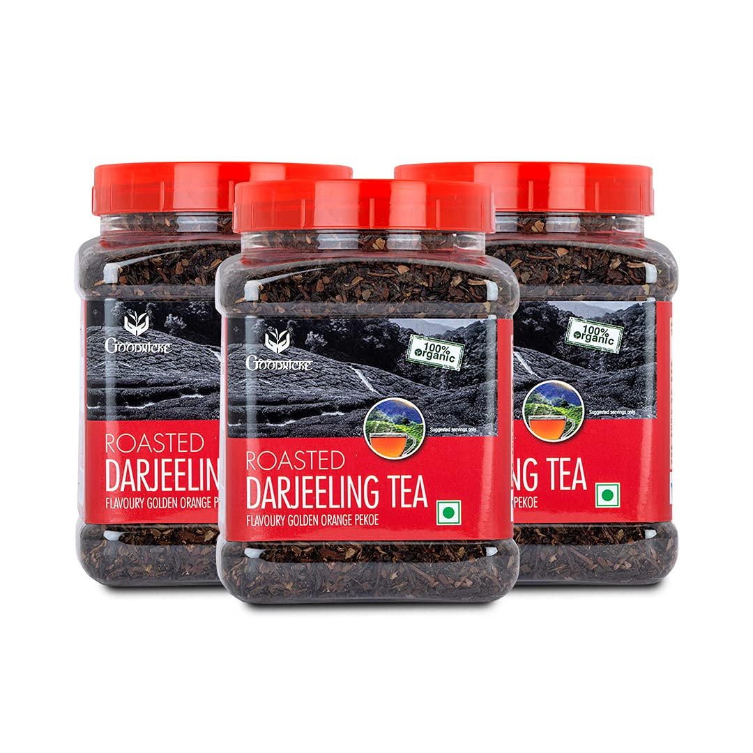 Goodricke Roasted Organic Darjeeling Tea - 250 gm (Pack Of 3), 100% Pure & Natural Whole Leaf, Flavoury Golden Orange Pekoe, Black Tea