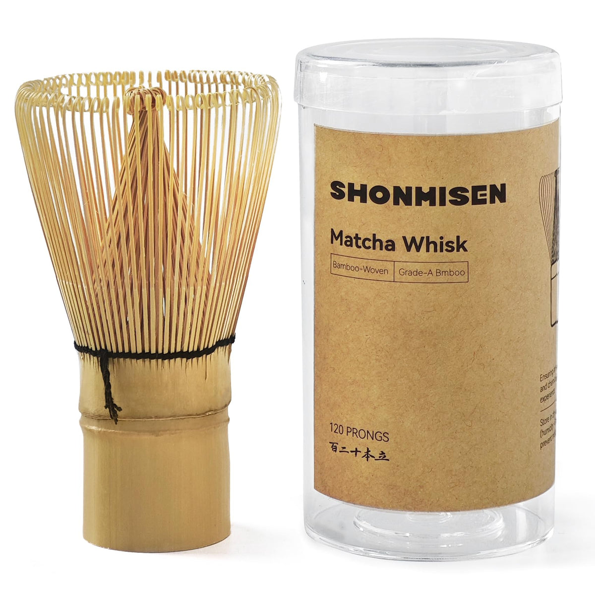 SHONMISEN Bamboo Matcha Whisk, 120prong（80+80tines） Traditional Japanese Chasen for green Tea,Handcrafted Matcha Stirrer Wisk