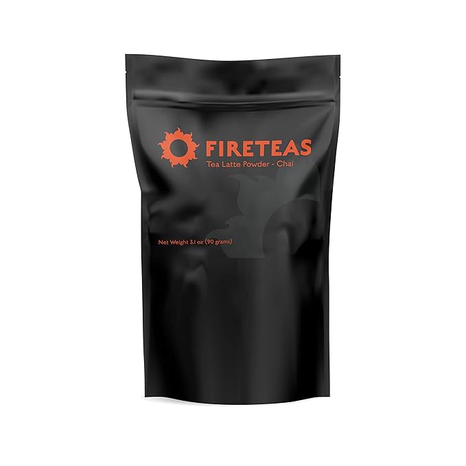 Fire Teas Chai Tea Latte - Nutmeg, Cloves, Ginger, Cinnamon, Cardamon - Decaf/Caffeine Free, Perfect Smoothies, Lattes & Milkshakes