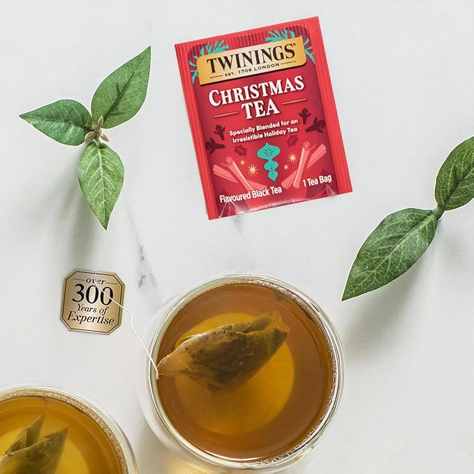 Twinings Christmas Holiday Variety Tea Bag Pack (40 Count) 4 Flavors Include Christmas Tea, Winter Spice, Gingerbread Joy, Peppermint Cheer, Seasonal Gift for Her, Him, Family, Friends