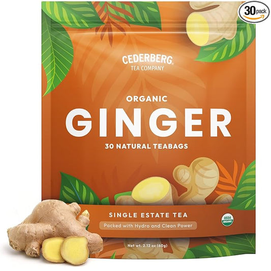 Cederberg Tea Company Organic Ginger Tea — 30 Tea Bags, Organic Herbal Tea From Single Origin, Eco-Friendly Tea Bags