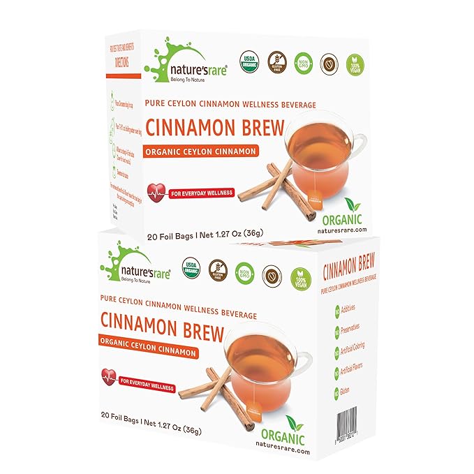 Pure Ceylon Cinnamon Brew - Organic Ceylon Cinnamon Tea Bags (40 Sachets - pack of 2 – 20 COUNT PER BOX)