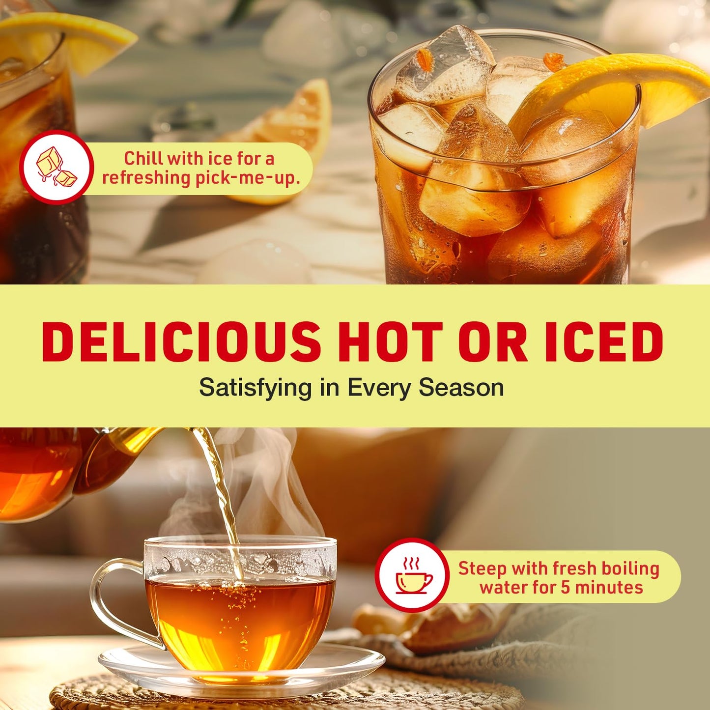 Rooibos Rocks Organic Rooibos Tea Bags - Caffeine-Free, 100 ct | USDA Organic • Microplastic-Free Tagless Pillow Tea Bags • Naturally Mildly Sweet Flavor • Hot or Iced