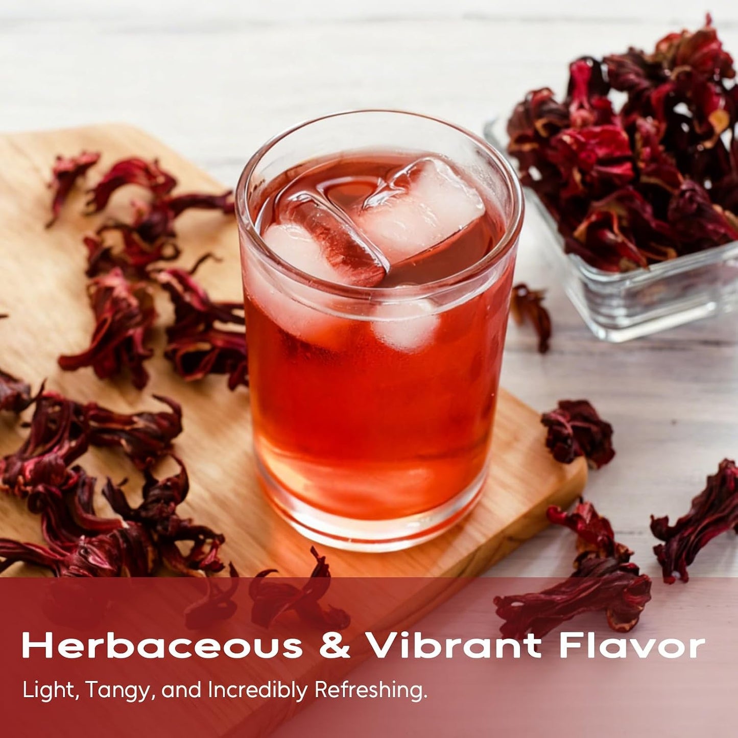 FullChea Hibiscus Tea Bags, 120 Counts, Flor De Jamaica, Non-GMO | Pure Hibiscus Flowers, Caffeine-Free, Support Digestion &amp; Boost Immunity, Hot &amp; Iced Tea, No Additives, Resealable Pouch