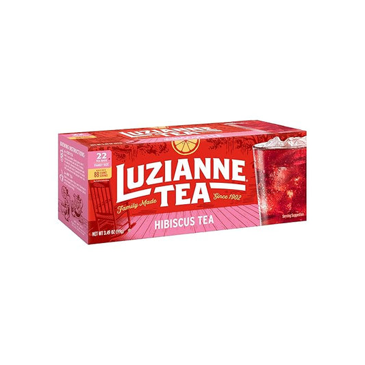Luzianne Unsweetened Hibiscus Iced Tea Bags, Family Size, 22ct Box (Pack of 1)