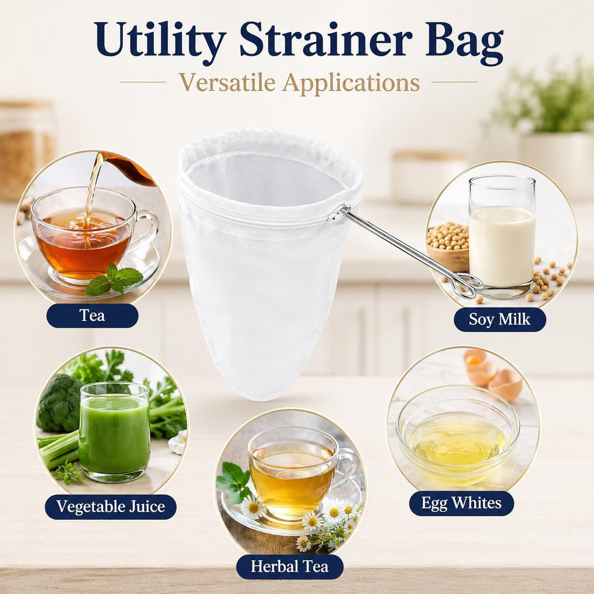 RAINFLOW 3PCS Ultra Fine Mesh Strainer Bags with Stainless Steel Handle
