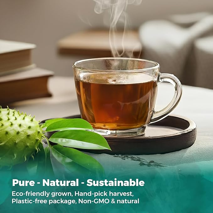 Fresh Soursop Leaf Tea from the USA – 100% Pure, Wild-Harvested Herbal Loose Leaf Tea, Natural Aroma, Caffeine-Free, No Additives or Preservatives