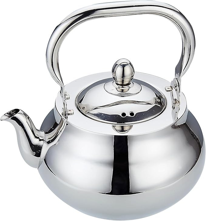 Sanqiahome Stainless Steel Teapot With Removeable Infuser 71 oz (2000ml) Thickened Mirror Polished Stovetop Tea Maker for Herbal and Infusion