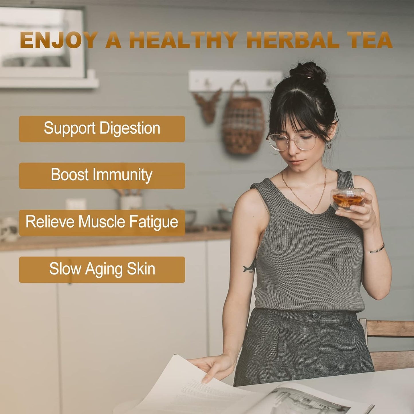 FullChea - Chaga Tea Bags, 30 Count, Chaga Mushroom Tea