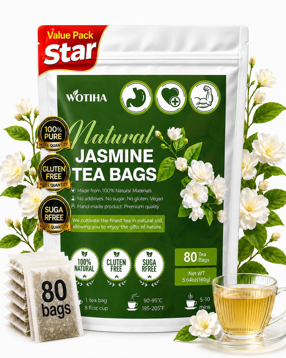 WOTIHA Jasmine Flower Tea Bags