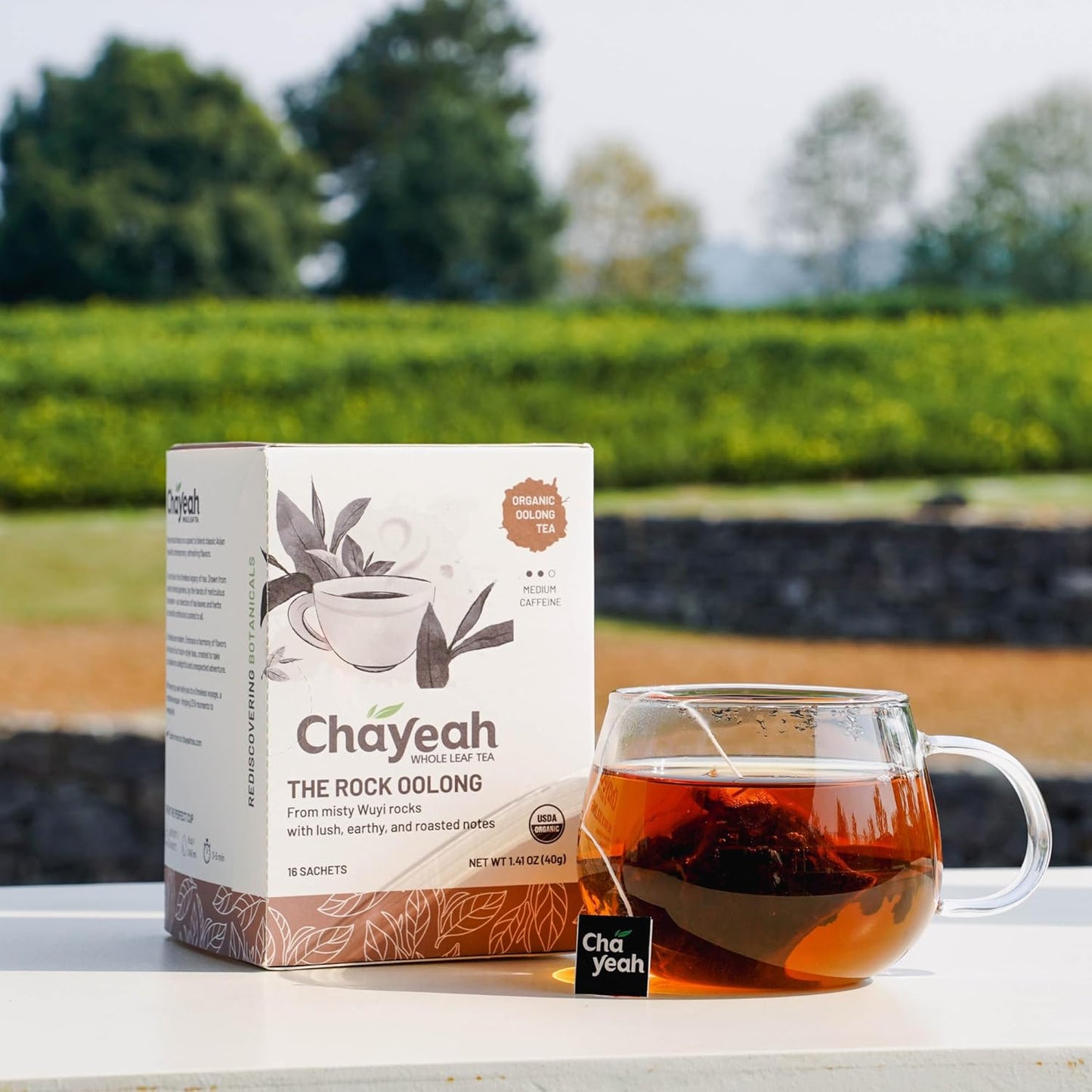 CHAYEAH, The Rock Oolong, Authentic Wuyi Rock Oolong Tea from Fujian, Whole Leaf Tea Bag, USDA Organic, Caffeinated (16 Pyramid Tea Sachets)