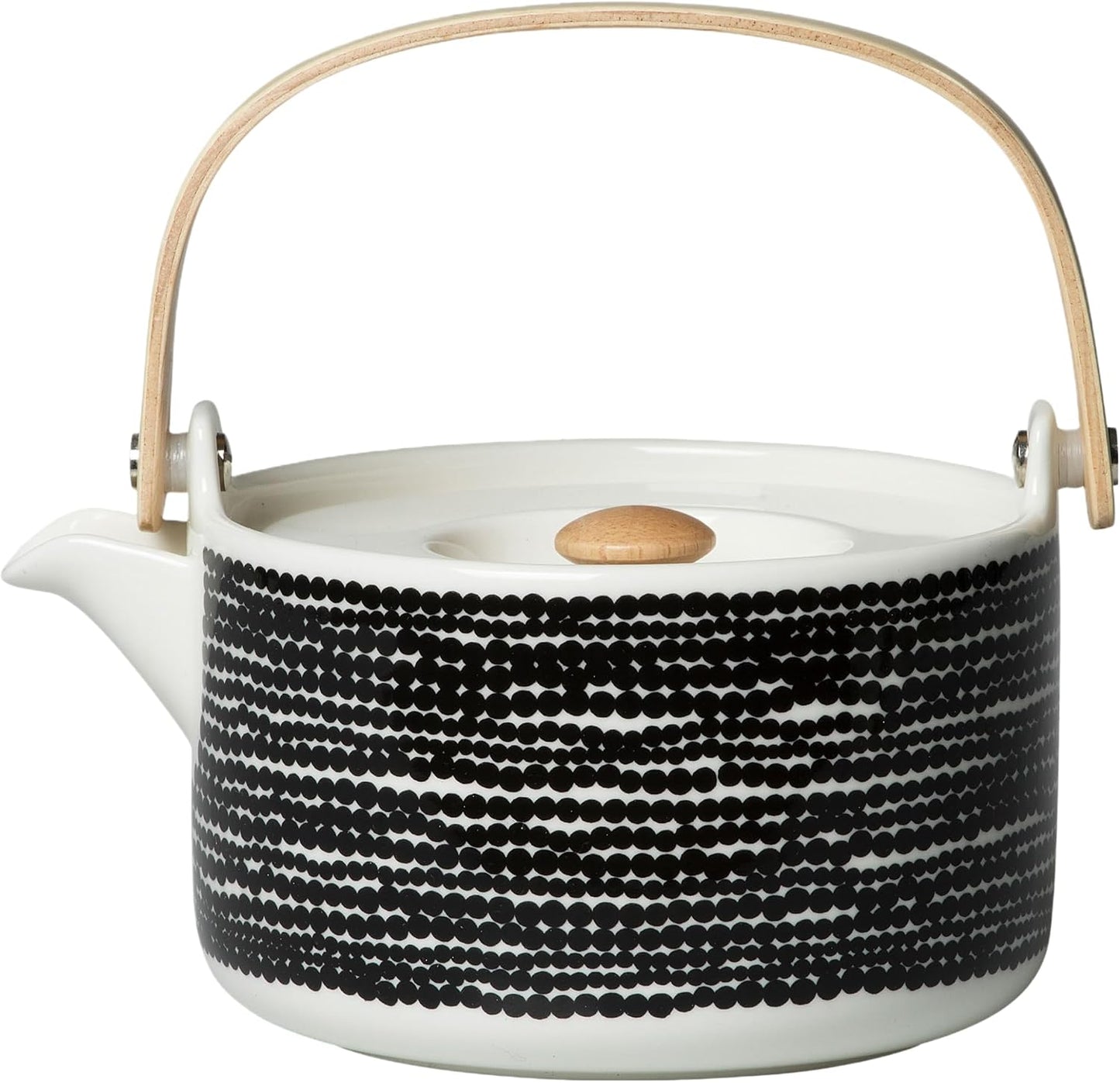 MARIMEKKO Oiva Räsymatto Stoneware Teapot — Refine Your Kitchen Décor with Our Iconic Black &amp; White Stoneware — Stylish Ceramic Teapot with Tea Infuser Lid (26.63 oz)