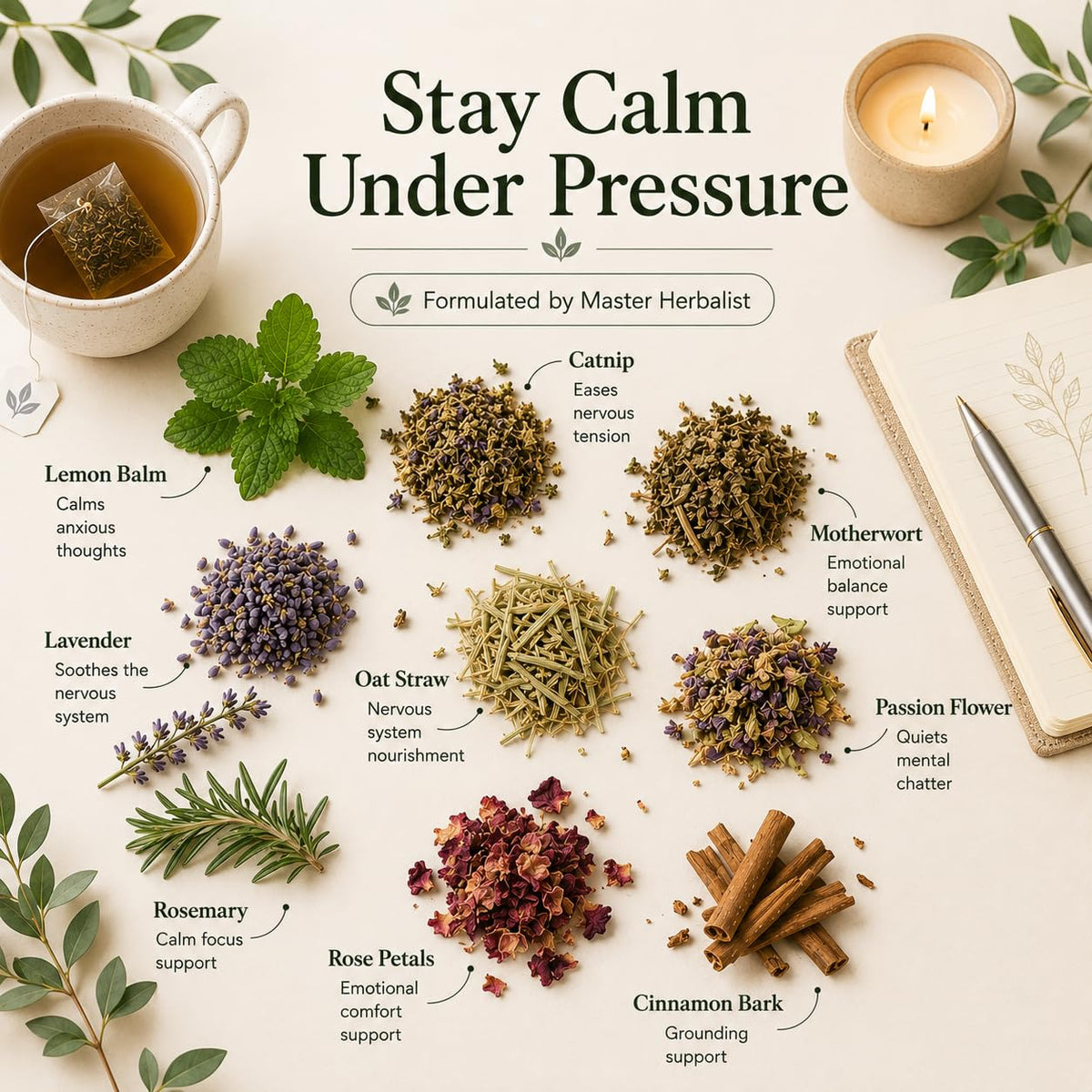 CHILL OUT RELAXING TEA – Calm &amp; Stress Relief Support – Organic Loose Leaf – by Master Herbalist Khabir | Lemon Balm, Passionflower &amp; Lavender | 100% Organic
