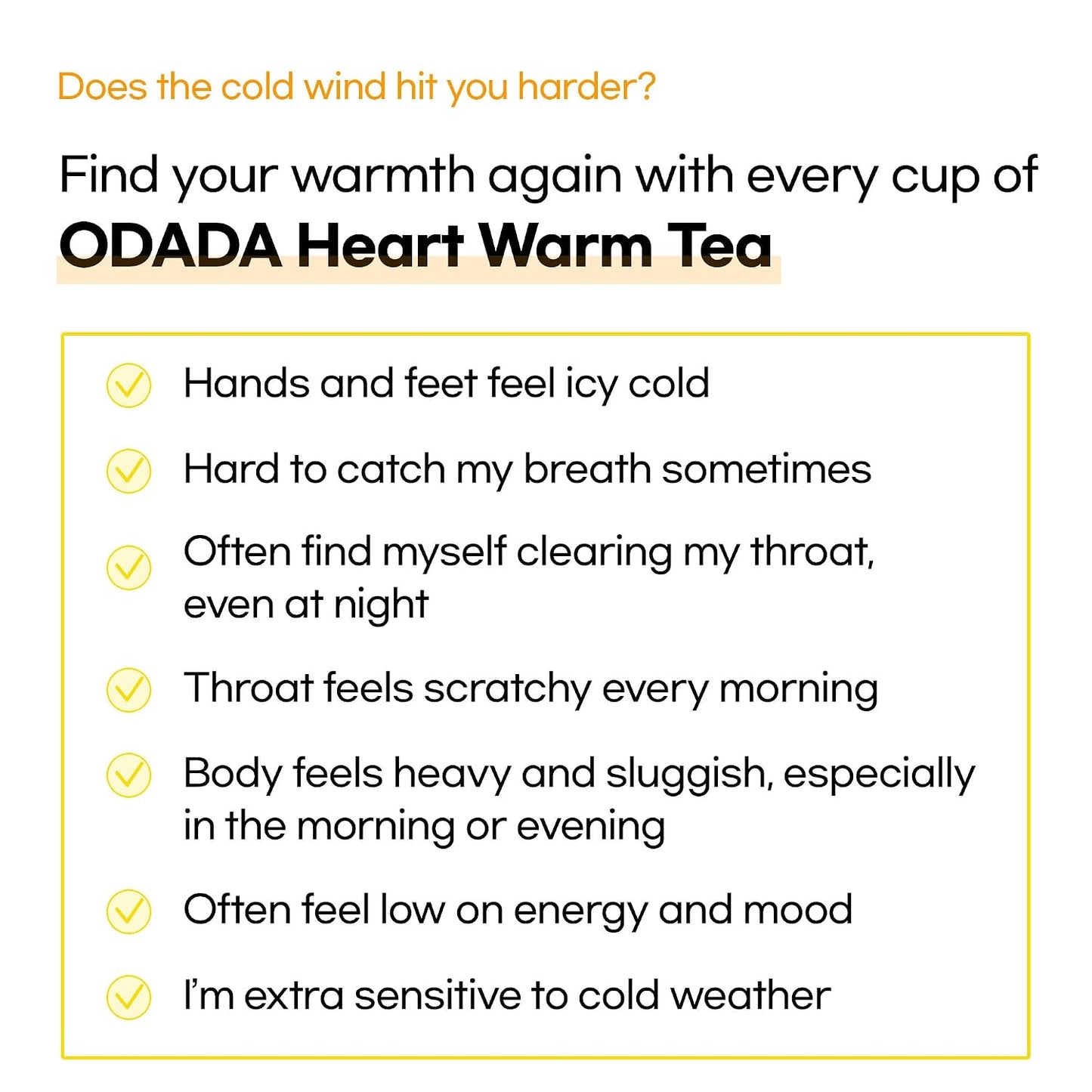 Odada Heart Warm Tea, with Korean Pear &amp; Bellflower Root, Caffeine-Free Herbal Blend for Throat Comfort &amp; Inner Warmth, 24 Count Seasonal Wellness Infusion
