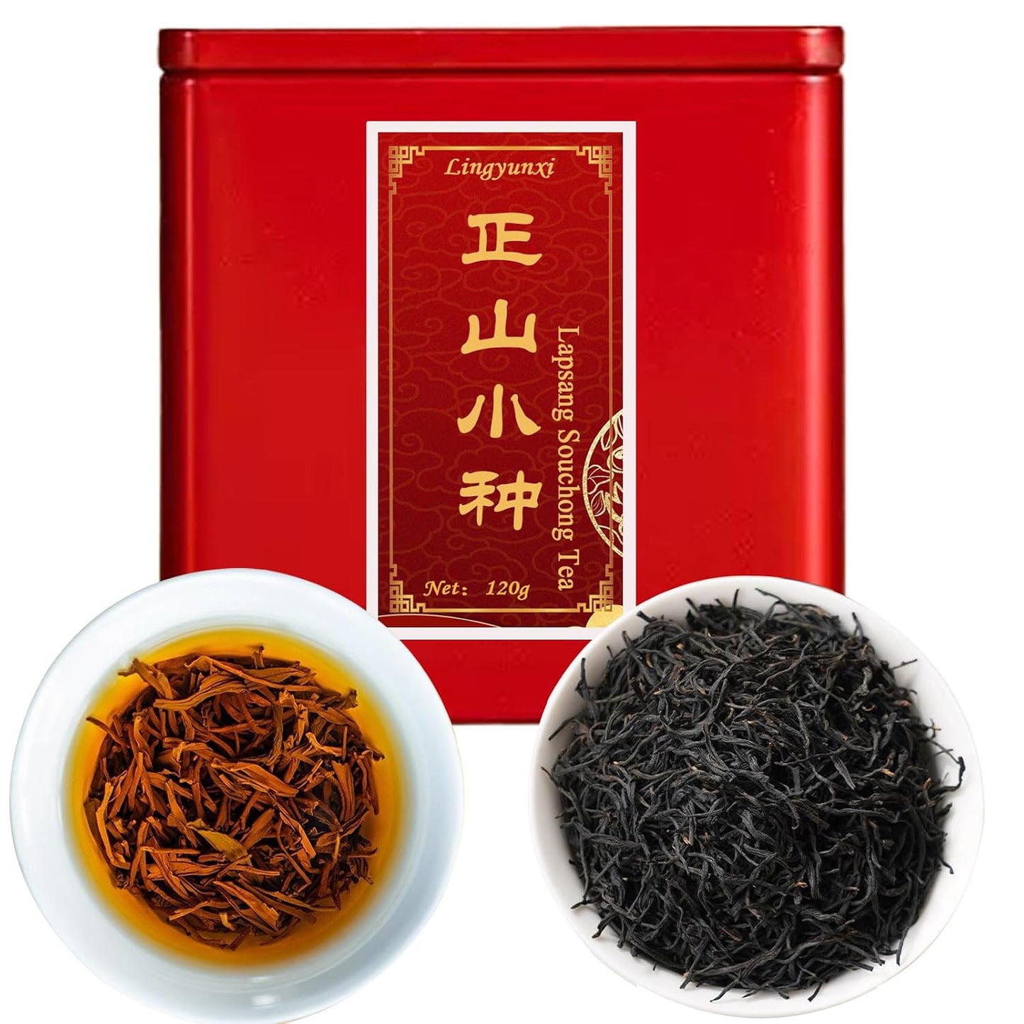 Lingyunxi Lapsang Souchong Tea Black Tea Loose Leaf Wuyi Mountain Chinese Tea|Non-Smoky Honey Floral Sweet Mellow Taste|No Bitter| Picked in Spring| Fully Fermented Tea 4.23oz/120g 正山小种 红茶 蜜香 非烟熏