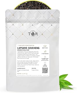 Tea Runners Lapsang Souchong Organic Whole Leaf Black Tea – Small Batch, Smoked Over Pinewood for Bold, Complex Flavor – Premium Fujian China Loose Leaf Tea, High Caffeine - 5 oz