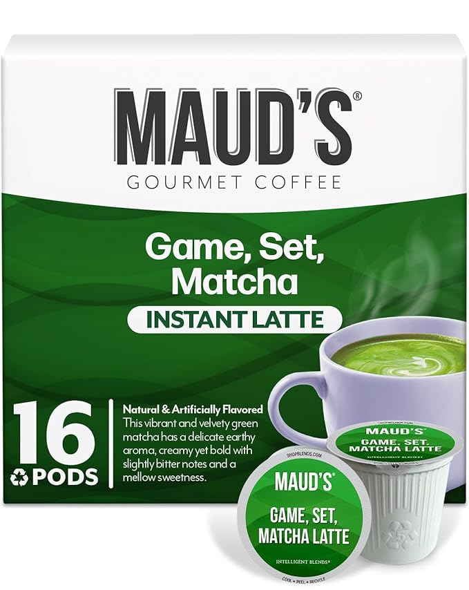 Maud's Matcha Latte Pods, 16 ct, Recyclable Single Serve Tea Pods - Compatible with Keurig K Cups Maker