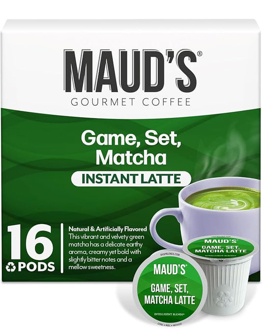 Maud's Matcha Latte Pods, 16 ct, Recyclable Single Serve Tea Pods - Compatible with Keurig K Cups Maker