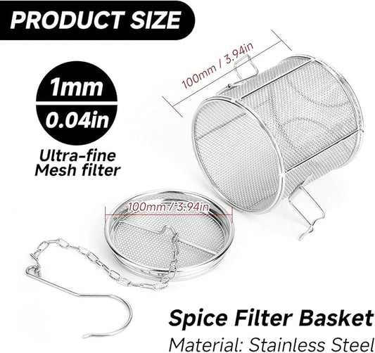Seasoning Strainer Large Stainless Steel Tea Infuser, sieve fine mesh with Extended Chain Hook for Brew Loose Leaf Tea, Seasonings Cooking, Ice Cube